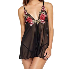 Load image into Gallery viewer, Black Rose Embroidered Lingerie Set