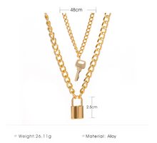 Load image into Gallery viewer, Lock Key Pendant Multilayer Choker Necklace
