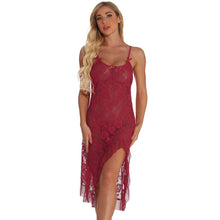 Load image into Gallery viewer, Sexy mesh lace Rose Sling Dress Pajamas
