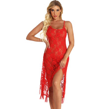 Load image into Gallery viewer, Sexy mesh lace Rose Sling Dress Pajamas