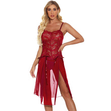 Load image into Gallery viewer, Sexy Lingerie Mesh Lace Sling Dress Pajamas