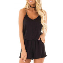 Load image into Gallery viewer, Loose V Neck Spaghetti Strap Short Jumpsuit Rompers
