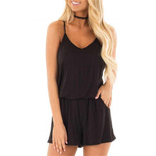 Load image into Gallery viewer, Loose V Neck Spaghetti Strap Short Jumpsuit Rompers