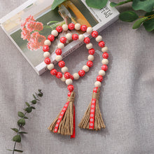 Load image into Gallery viewer, 36in Wood Bead Garland Farmhouse Beads - Red
