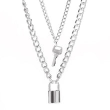 Load image into Gallery viewer, Lock Key Pendant Multilayer Choker Necklace
