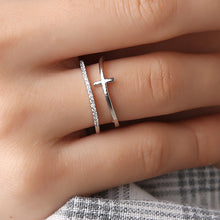 Load image into Gallery viewer, Cubic Zirconia Double Cross Ring

