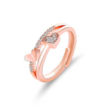Load image into Gallery viewer, Double Heart Adjustable Ring