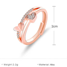 Load image into Gallery viewer, Double Heart Adjustable Ring