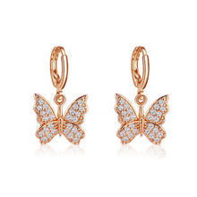 Load image into Gallery viewer, Crystal Butterfly Drop Dangle Earrings