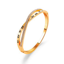 Load image into Gallery viewer, Cross Roman Numeral Bangle Bracelet
