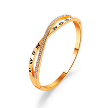 Load image into Gallery viewer, Cross Roman Numeral Bangle Bracelet