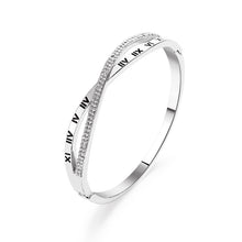Load image into Gallery viewer, Cross Roman Numeral Bangle Bracelet