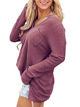 Load image into Gallery viewer, Womens V Neck Long Sleeve Waffle Knit Sweaters
