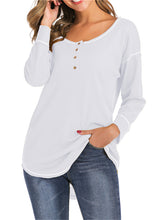Load image into Gallery viewer, Womem Long Sleeve Waffle Henley Shirts with Buttons