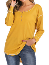 Load image into Gallery viewer, Womem Long Sleeve Waffle Henley Shirts with Buttons
