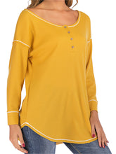 Load image into Gallery viewer, Womem Long Sleeve Waffle Henley Shirts with Buttons