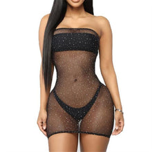 Load image into Gallery viewer, Sparkle Rhinestone Fishnet Lingerie
