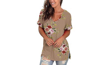 Load image into Gallery viewer, Womens Summer Floral Printed V Neck Tunic Shirts
