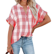 Load image into Gallery viewer, Plaid V Neck Blouse
