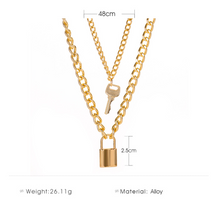 Load image into Gallery viewer, Lock Key Pendant Multilayer Choker Necklace
