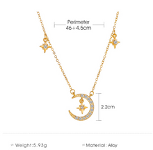 Load image into Gallery viewer, Moon and Star Pendant Necklace
