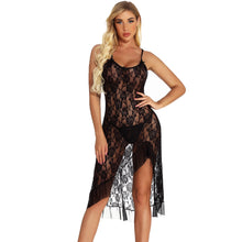 Load image into Gallery viewer, Sexy mesh lace Rose Sling Dress Pajamas
