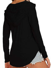 Load image into Gallery viewer, Women V Neck Hoodies Solid Drawstring Loose Sweatshirt
