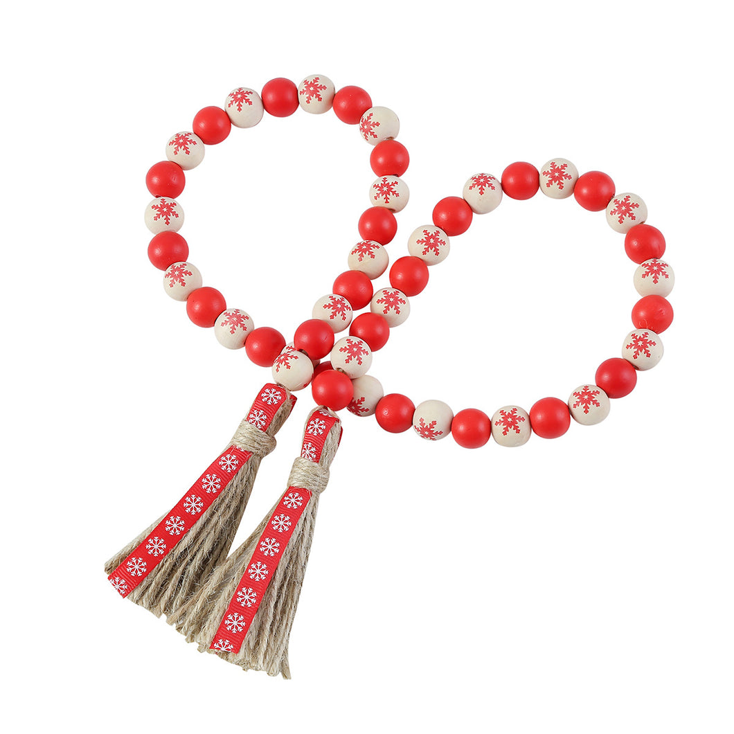 36in Wood Bead Garland Farmhouse Beads - Red