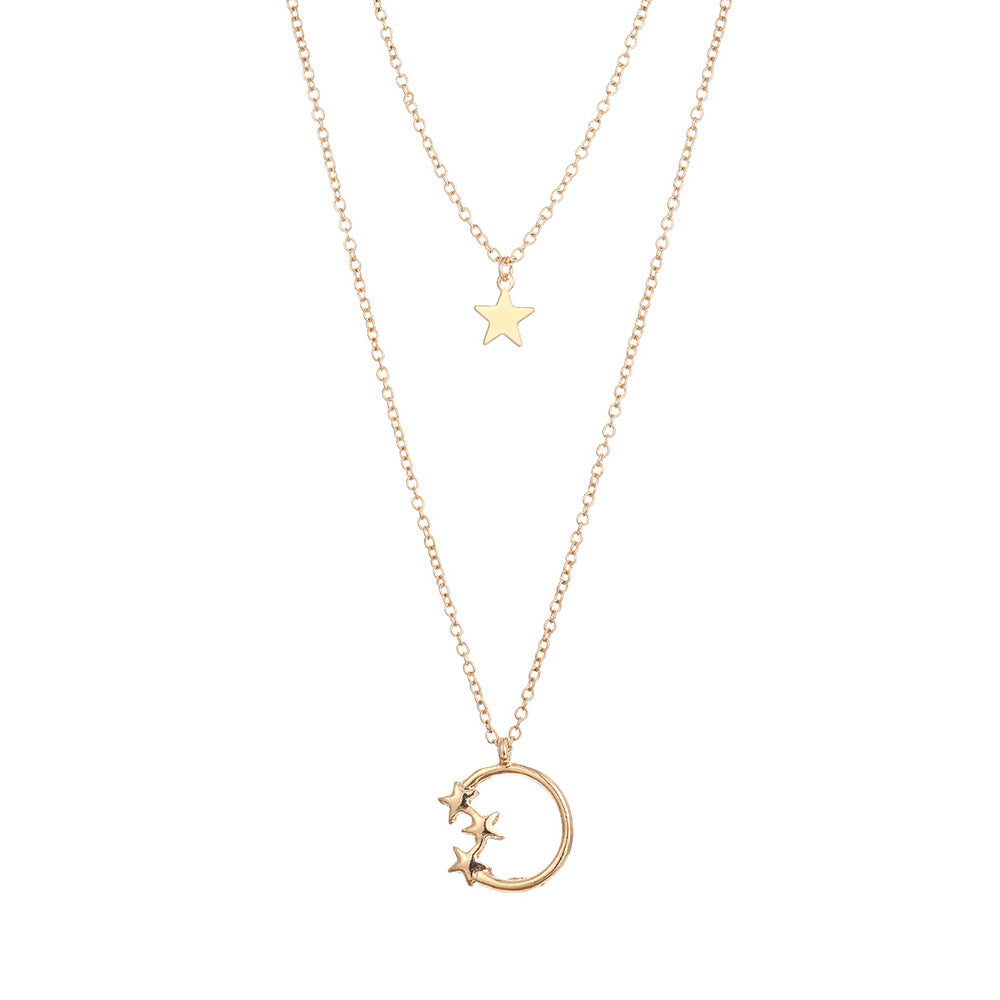 Star Pendant Layered Gold Necklace