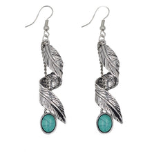 Load image into Gallery viewer, Bohemia Leaves Dangle Earrings With Turquoise
