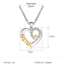 Load image into Gallery viewer, Heart Pendant Sister Letter Zircon Necklace
