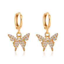 Load image into Gallery viewer, Crystal Butterfly Drop Dangle Earrings
