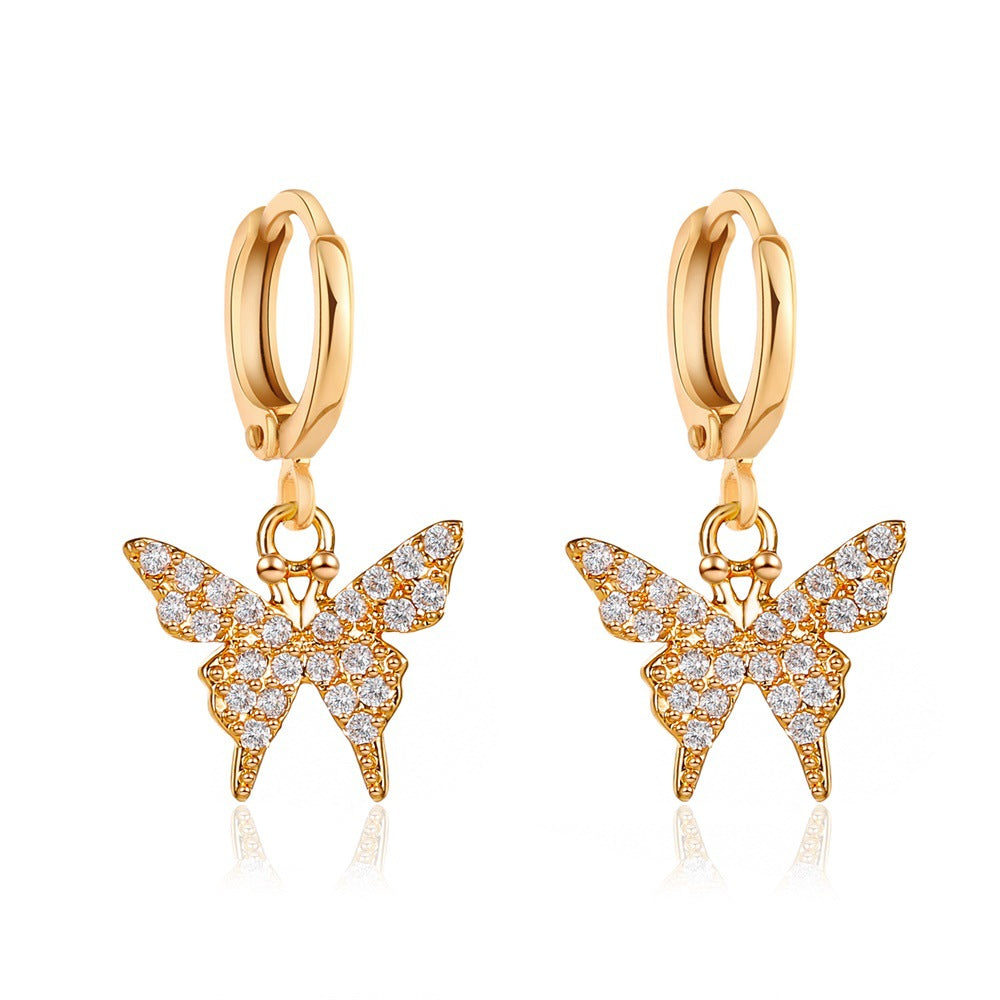 Crystal Butterfly Drop Dangle Earrings