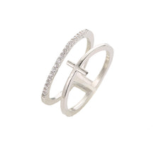 Load image into Gallery viewer, Cubic Zirconia Double Cross Ring
