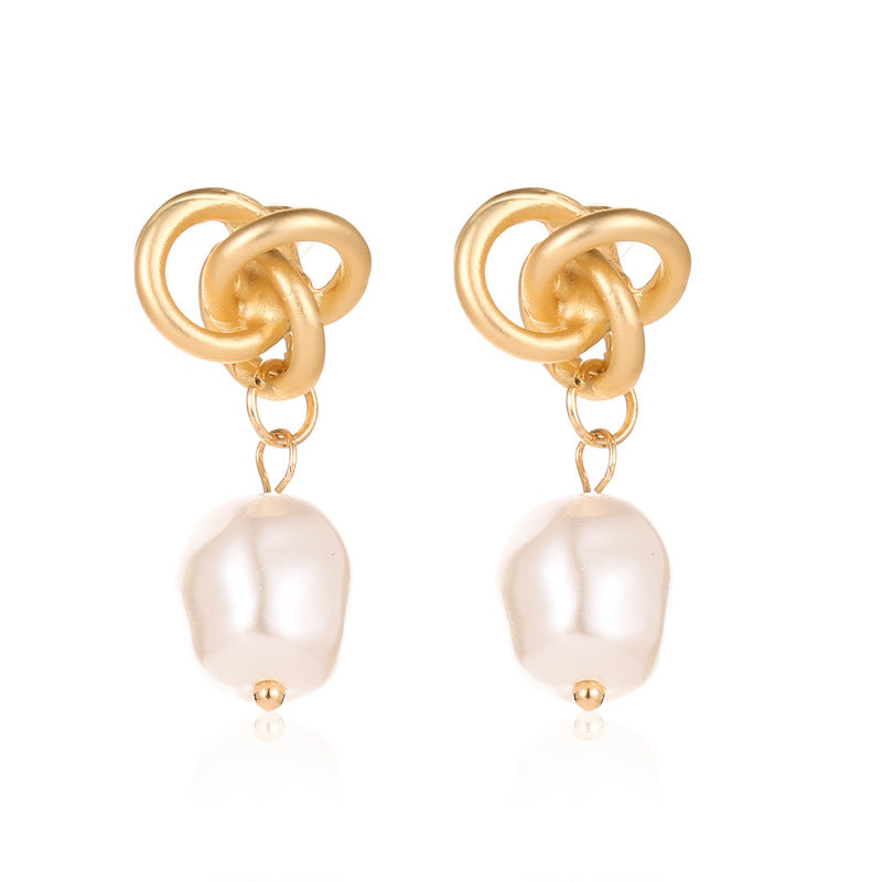 Knotted Drop Pearl Earrings