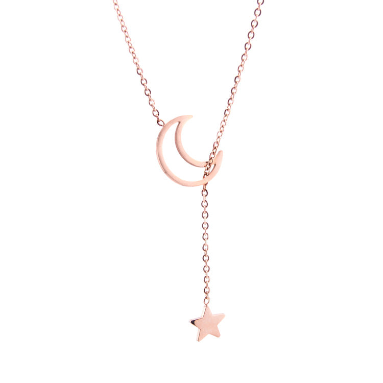 Crescent Moon Star Necklace