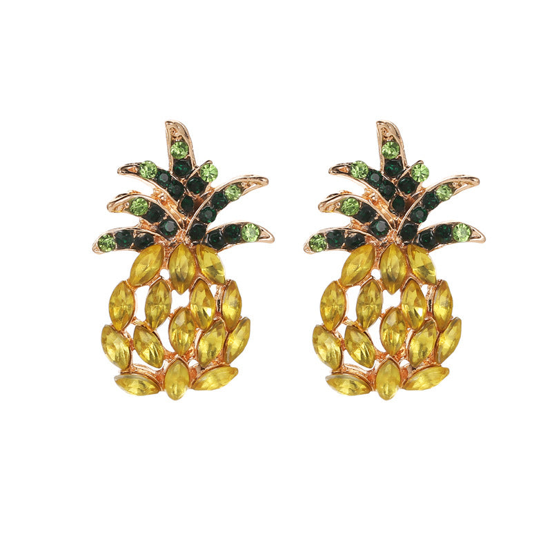 Personality Pineapple Rhinestone Earrings