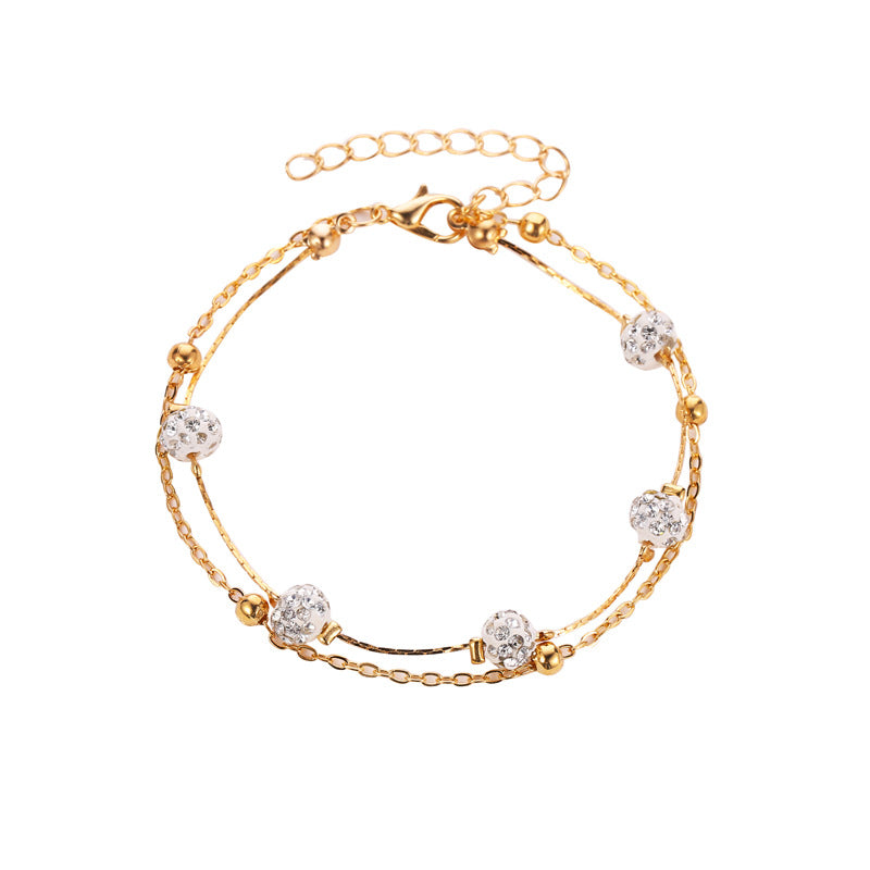 Double Layered Crystal Anklet