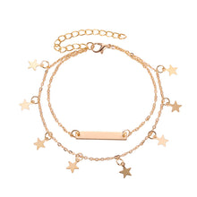 Load image into Gallery viewer, Double Layered Anklet Star Tassel Anklet
