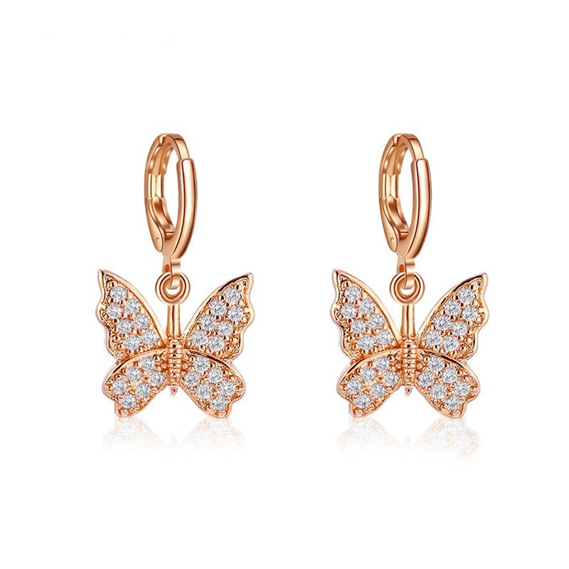 Crystal Butterfly Drop Dangle Earrings