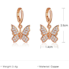 Load image into Gallery viewer, Crystal Butterfly Drop Dangle Earrings
